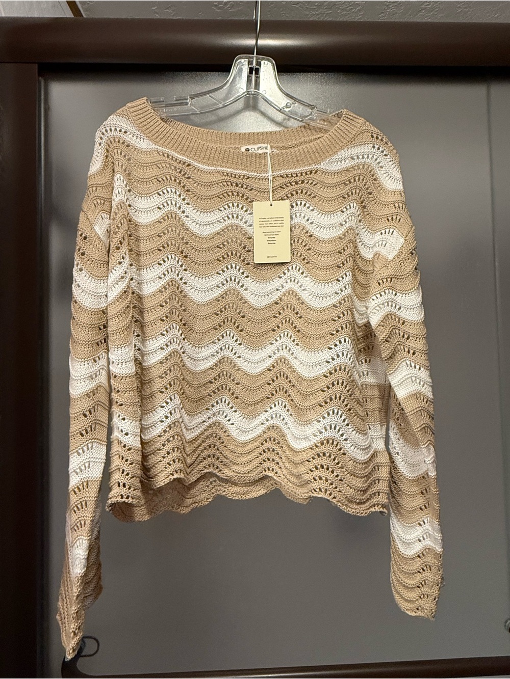 Cupshe Beige and White Crochet Swim Coverup Set - Picture 4 of 5
